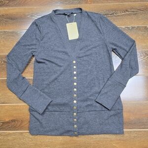 VERABENDI Women's Small S Long Sleeve Snaps Knit Sweater Cardigan -Gray